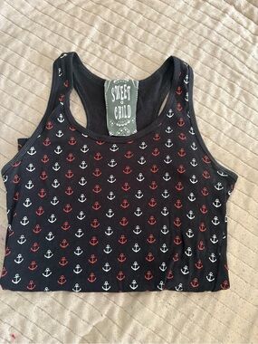 Sweet Child Black Anchor Print Racerback Tank Top